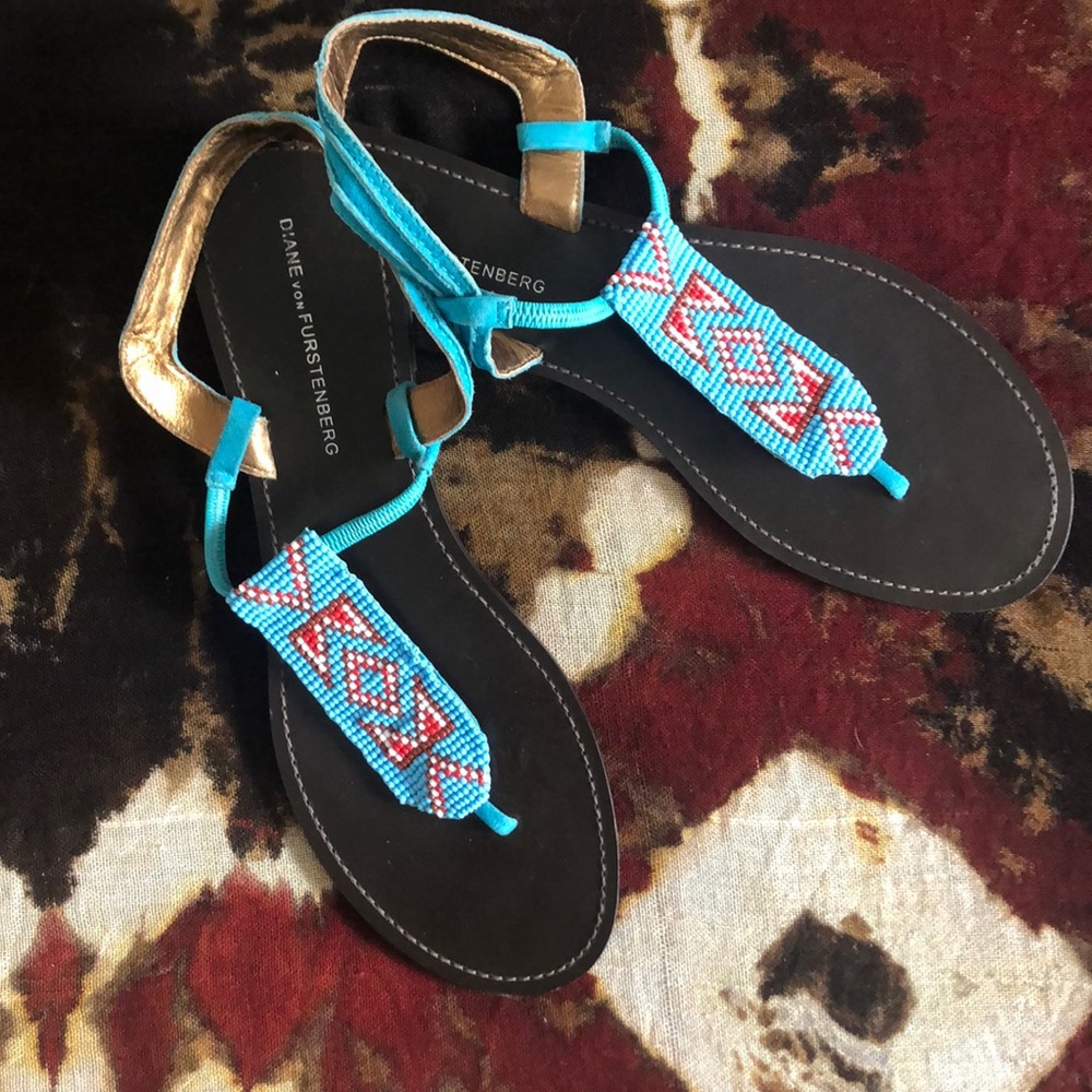 Diane von Furstenburg beaded thong sandals